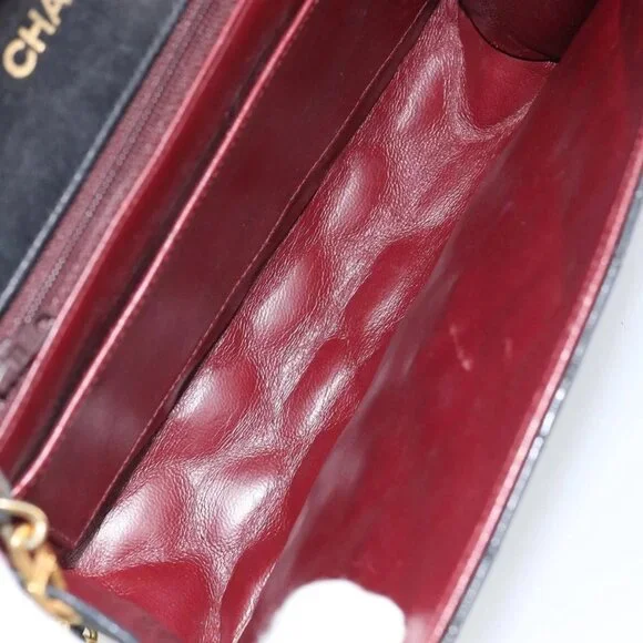 CHANEL Matelasse Chain Shoulder Bag Lamb Skin Black Gold CC Auth 158840 - Picture 8 of 16